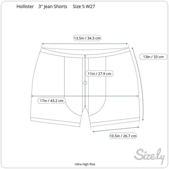 Hollister Women's Ultra High Rise 3" Blue Jean Denim Cuffed Shorts Size 5 W 27 - Picture 5 of 5